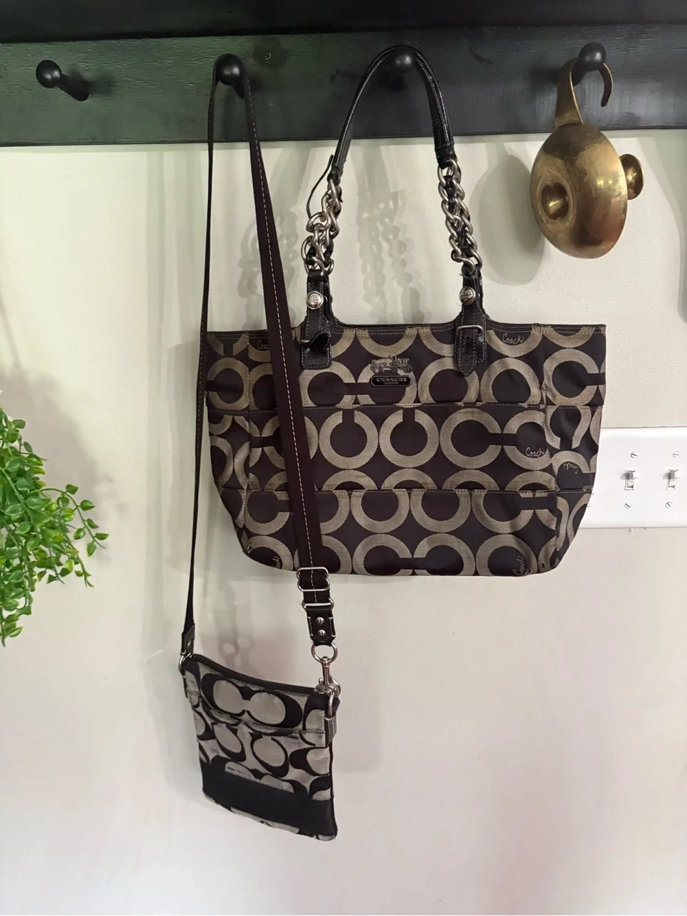 Coach Signature Canvas Tote with Crossbody Pouch